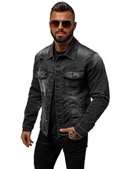 OZONEE Herren Jeansjacke Jacke Jeans Übergangsjacke Sommerjacke Frühlingsjacke Herbstjacke Vintage Herrenjacke Herbst Übergangs Denim Bikerjacke Jacket Übergangs 777/2166K SCHWARZ M von OZONEE