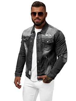 OZONEE Herren Jeansjacke Jacke Jeans Übergangsjacke Sommerjacke Frühlingsjacke Herbstjacke Vintage Herrenjacke Herbst Übergangs Denim Bikerjacke Jacket Übergangs 777/6252K GRAU XL von OZONEE