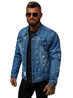 OZONEE Herren Jeansjacke Jacke Jeans Übergangsjacke Sommerjacke Frühlingsjacke Herbstjacke Vintage Herrenjacke Herbst Übergangs Denim Bikerjacke Jacket Übergangs 777/9186K BLAU S von OZONEE