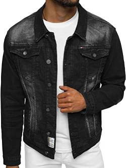 OZONEE Herren Jeansjacke Jacke Jeans Übergangsjacke Sommerjacke Frühlingsjacke Herbstjacke Vintage Herrenjacke Herbst Übergangs Denim Bikerjacke Jacket Übergangs NB/MJ512NZ SCHWARZ S von OZONEE