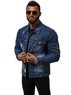 OZONEE Herren Jeansjacke Jacke Jeans Übergangsjacke Sommerjacke Frühlingsjacke Herbstjacke Vintage Herrenjacke Herbst Übergangs Denim Bikerjacke Jacket Übergangs NB/MJ525BSZ DUNKELBLAU S von OZONEE