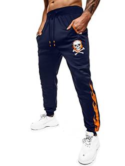 OZONEE Herren Jogginghose Hose Sport Trainingshose Sporthose Freizeithose Unifarbe Herrenhose Sweatpants Fitnesshose Sweathose Fußballhose Joggpants Jogpants 777/8114S DUNKELBLAU M von OZONEE