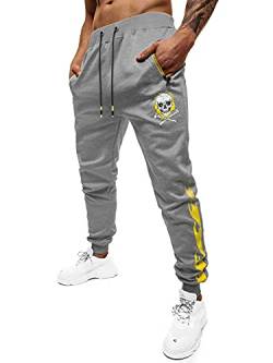 OZONEE Herren Jogginghose Hose Sport Trainingshose Sporthose Freizeithose Unifarbe Herrenhose Sweatpants Fitnesshose Sweathose Fußballhose Joggpants Jogpants 777/8114S DUNKELGRAU M von OZONEE