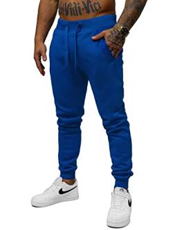 OZONEE Herren Jogginghose Hose Sport Trainingshose Sporthose Freizeithose Unifarbe Herrenhose Sweatpants Fitnesshose Sweathose Fußballhose Jogpants Joggpants 777/7733S Kobalt M von OZONEE