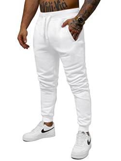 OZONEE Herren Jogginghose Hose Sport Trainingshose Sporthose Freizeithose Unifarbe Herrenhose Sweatpants Fitnesshose Sweathose Fußballhose Jogpants Joggpants 777/7733S WEIẞ L von OZONEE