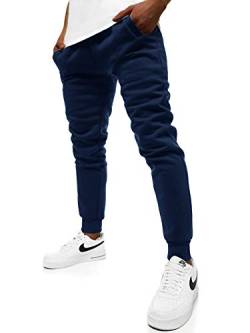 OZONEE Herren Jogginghose Hose Sport Trainingshose Sporthose Freizeithose Unifarbe Herrenhose Sweatpants Fitnesshose Sweathose Fußballhose Jogpants Joggpants JS/XW01 DUNKELBLAU L von OZONEE