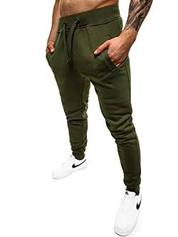 OZONEE Herren Jogginghose Hose Sport Trainingshose Sporthose Freizeithose Unifarbe Herrenhose Sweatpants Fitnesshose Sweathose Fußballhose Jogpants Joggpants JS/XW01 Khaki M von OZONEE