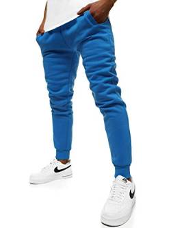 OZONEE Herren Jogginghose Hose Sport Trainingshose Sporthose Freizeithose Unifarbe Herrenhose Sweatpants Fitnesshose Sweathose Fußballhose Jogpants Joggpants JS/XW01ZS BLAU L von OZONEE