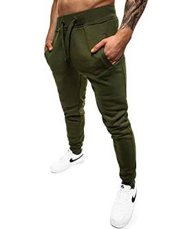 OZONEE Herren Jogginghose Hose Sport Trainingshose Sporthose Freizeithose Unifarbe Herrenhose Sweatpants Fitnesshose Sweathose Fußballhose Jogpants Joggpants JS/XW01ZS Khaki L von OZONEE