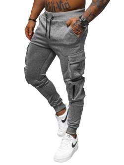 OZONEE Herren Jogginghose Hose Trainingshose Sporthose Freizeithose Cargohose Cargo Unifarbe Herrenhose Sweatpants Fitnesshose Sweathose Fußballhose Jogpants Joggpants O/MM230002Z DUNKELGRAU XL von OZONEE