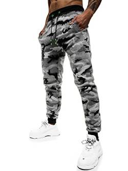 OZONEE Herren Jogginghose Hose Trainingshose Sporthose Freizeithose Motiv Herrenhose Sweatpants Fitnesshose Sweathose Fußballhose Jogpants Joggpants 777/8105S GRAU 2XL von OZONEE