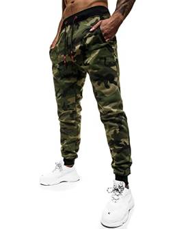 OZONEE Herren Jogginghose Hose Trainingshose Sporthose Freizeithose Motiv Herrenhose Sweatpants Fitnesshose Sweathose Fußballhose Jogpants Joggpants 777/8105S GRÜN L von OZONEE