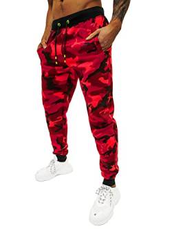 OZONEE Herren Jogginghose Hose Trainingshose Sporthose Freizeithose Motiv Herrenhose Sweatpants Fitnesshose Sweathose Fußballhose Jogpants Joggpants 777/8105S ROT XL von OZONEE