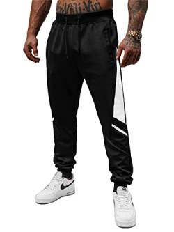 OZONEE Herren Jogginghose Hose Trainingshose Sporthose Freizeithose Motiv Herrenhose Sweatpants Fitnesshose Sweathose Fußballhose Jogpants Joggpants JS/8K182Z SCHWARZ-WEIß XL von OZONEE