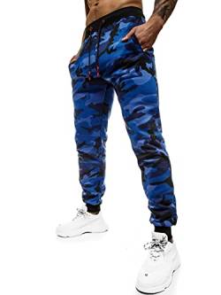 OZONEE Herren Jogginghose Hose Trainingshose Sporthose Freizeithose Motiv Herrenhose Sweatpants Fitnesshose Sweathose Fußballhose Jogpants Joggpants JS/KZ15 BLAU L von OZONEE