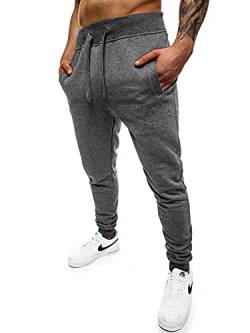 OZONEE Herren Jogginghose Hose Trainingshose Sporthose Laufhose Freizeithose Unifarbe Herrenhose Sweatpants Fitnesshose Sweathose Fußballhose Jogpants Joggpants JS/XW01Z DUNKELGRAU L von OZONEE