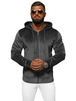 OZONEE Herren Kapuzenpullover Sweatjacke Sweatshirt Farbvarianten Kapuzenjacke Kapuzenpulli Kapuze Langarm Hoodie Sport Style Casual Fitness Training Basic JS/8B1168Z/6 DUNKELGRAU M von OZONEE