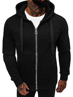 OZONEE Herren Kapuzenpullover Sweatjacke Sweatshirt Farbvarianten Kapuzenjacke Kapuzenpulli Kapuze Langarm Hoodie Sport Style Casual Fitness Training Basic NB/MF2003Z SCHWARZ 2XL von OZONEE