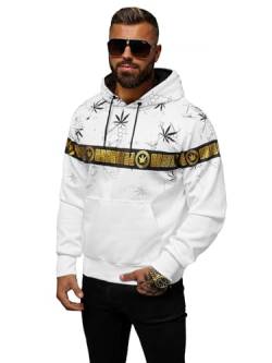 OZONEE Herren Kapuzenpullover Sweatjacke Sweatshirt Farbvarianten Kapuzenjacke Kapuzenpulli Kapuze Langarm Hoodie Sport Style Casual Fitness Training Motiv 777/4457B WEIß XL von OZONEE