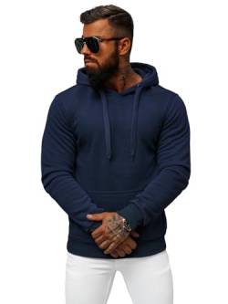 OZONEE Herren Kapuzenpullover Sweatjacke Sweatshirt Farbvarianten Kapuzenjacke Kapuzenpulli Kapuze Langarm Hoodie Sport Style Casual Fitness Training Motiv JS/2009Z DUNKELBLAU XL von OZONEE