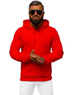 OZONEE Herren Kapuzenpullover Sweatjacke Sweatshirt Farbvarianten Kapuzenjacke Kapuzenpulli Kapuze Langarm Hoodie Sport Style Casual Fitness Training Motiv JS/2009Z ROT L von OZONEE