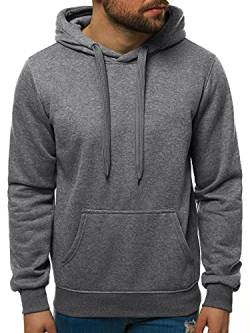 OZONEE Herren Kapuzenpullover Sweatjacke Sweatshirt Farbvarianten Kapuzenjacke Kapuzenpulli Reißverschluss Langarm Hoodie Sport Casual Fitness Training Basic J.Style 2009 DUNKELGRAU L von OZONEE