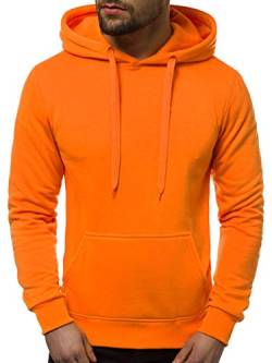 OZONEE Herren Kapuzenpullover Sweatjacke Sweatshirt Farbvarianten Kapuzenjacke Kapuzenpulli Reißverschluss Langarm Hoodie Sport Casual Fitness Training Basic J.Style 2009 ORANGE 2XL von OZONEE