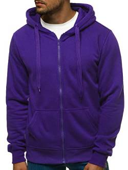 OZONEE Herren Kapuzenpullover Sweatjacke Sweatshirt Farbvarianten Kapuzenjacke Kapuzenpulli mit Reißverschluss Langarm Hoodie Sport Style Casual Fitness Training Basic 02B VIOLETT M von OZONEE