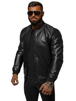 OZONEE Herren Lederjacke Kunstlederjacke Kunstleder Farbvarianten Jacke Bikerjacke Übergangsjacke Herrenjacke Leder Echtlederjacke Echtleder Wildleder Biker 777/2656K SCHWARZ L von OZONEE