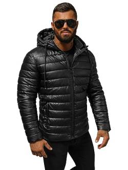 OZONEE Herren Lederjacke Kunstlederjacke Kunstleder Farbvarianten Jacke Bikerjacke Übergangsjacke Herrenjacke Leder Echtlederjacke Echtleder Wildleder Biker 777/8089K SCHWARZ M von OZONEE