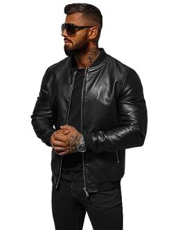 OZONEE Herren Lederjacke Kunstlederjacke Kunstleder Farbvarianten Jacke Bikerjacke Übergangsjacke Herrenjacke Leder Echtlederjacke Echtleder Wildleder Biker JS/11Z8106Z SCHWARZ XXL von OZONEE