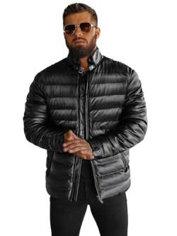 OZONEE Herren Lederjacke Kunstlederjacke Winterjacke Kunstleder Jacke Winter Bikerjacke Übergangsjacke Herrenjacke Leder Echtlederjacke Echtleder Wildleder Biker 777/2868K SCHWARZ XL von OZONEE