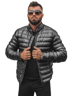 OZONEE Herren Lederjacke Kunstlederjacke Winterjacke Kunstleder Jacke Winter Bikerjacke Übergangsjacke Herrenjacke Leder Echtlederjacke Echtleder Wildleder Biker O/M796Z SCHWARZ XXL von OZONEE