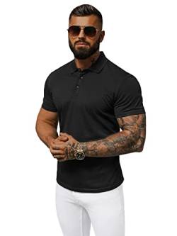 OZONEE Herren Poloshirt Polo Shirt Polohemd T-Shirt Tee Kragen Klassisches Hemd Casual Kurzarm Baumwolle Freizeithemd Kurzarmshirt Herrenhemd 777/9170T/3 SCHWARZ XL von OZONEE