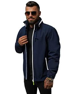 OZONEE Herren Softshell Jacke Regenjacke Wasserdicht Atmungsaktiv Softshelljacke Übergangsjacke Winterjacke Windbreaker Skijacke Winter Kapuze Herrenjacke Outdoor JS/5M3105Z/215 DUNKELBLAU 2XL von OZONEE