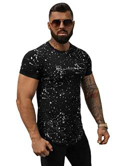 OZONEE Herren T-Shirt Kapuze T Shirt Tshirt Kapuzenpullover Sweatshirt Hoodie Sweatjacke Trainingsjacke Sportjacke Kurzarm Kurzarmshirt Tee Top Sport Sportswear O/P1113Z SCHWARZ L von OZONEE