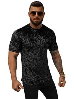 OZONEE Herren T-Shirt T Shirt Tshirt Kurzarm Kurzarmshirt Tee Top Sport Sportswear Rundhals U-Neck Rundhalsausschnitt Aufdruck Motiv Print 777/6724T SCHWARZ XL von OZONEE