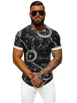 OZONEE Herren T-Shirt T Shirt Tshirt Kurzarm Kurzarmshirt Tee Top Sport Sportswear Rundhals U-Neck Rundhalsausschnitt Aufdruck Motiv Print O/P1062Z SCHWARZ L von OZONEE