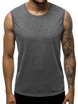 OZONEE Herren Tank Top Tanktop Tankshirt Ärmellos Bodybuilding Shirt Unterhemd T-Shirt Muskelshirt Achselshirt Ärmellose Training Gym Sport Fitness Freizeit Rundhals 777/7835BO DUNKELGRAU M von OZONEE