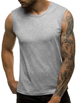 OZONEE Herren Tank Top Tanktop Tankshirt Ärmellos Bodybuilding Shirt Unterhemd T-Shirt Muskelshirt Achselshirt Ärmellose Training Gym Sport Fitness Freizeit Rundhals 777/7835BO GRAU M von OZONEE