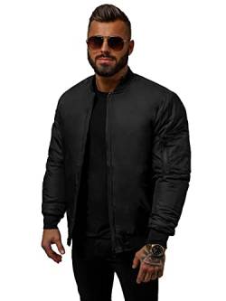 OZONEE Herren Übergangsjacke Jacke Übergang Jacken Herbst Bomberjacke Stehkragen Kapuze Steppjacke Kapuzenjacke Leichte Outdoor Puffer Jacket Gepolstert 777/2568K SCHWARZ M von OZONEE