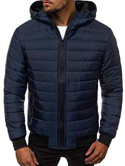 OZONEE Herren Übergangsjacke Jacke Übergang Jacken Herbst Bomberjacke Stehkragen Kapuze Steppjacke Kapuzenjacke Leichte Outdoor Puffer Jacket Gepolstert JS/MY13Z DUNKELBLAU L von OZONEE