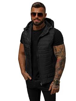 OZONEE Herren Weste Steppweste Kapuze Vest Ärmellos Jacke Übergangs Daunenweste Herrenweste Steppweste Sportweste Übergangsjacke Bodywarmer Outdoor 777/1309KA SCHWARZ 2XL von OZONEE