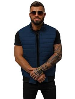 OZONEE Herren Weste Steppweste Kapuze Vest Ärmellos Jacke Übergangs Daunenweste Herrenweste Steppweste Sportweste Übergangsjacke Bodywarmer Outdoor 777/6329KA DUNKELBLAU M von OZONEE