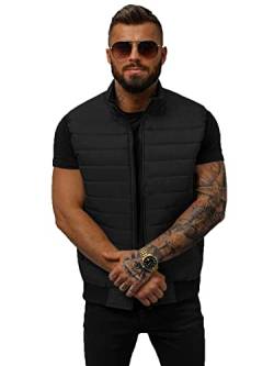 OZONEE Herren Weste Steppweste Kapuze Vest Ärmellos Jacke Übergangs Daunenweste Herrenweste Steppweste Sportweste Übergangsjacke Bodywarmer Outdoor 777/6329KA SCHWARZ 2XL von OZONEE