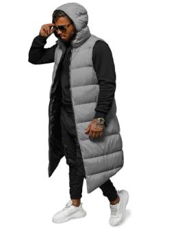 OZONEE Herren Weste Steppweste Kapuze Vest Ärmellos Jacke Übergangs Daunenweste Herrenweste Steppweste Sportweste Übergangsjacke Bodywarmer Outdoor 777/9599KA GRAU XL von OZONEE