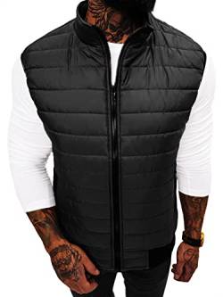 OZONEE Herren Weste Steppweste Kapuze Vest Ärmellos Jacke Übergangs Daunenweste Herrenweste Steppweste Sportweste Übergangsjacke Bodywarmer Outdoor JS/MY77Z SCHWARZ XL von OZONEE