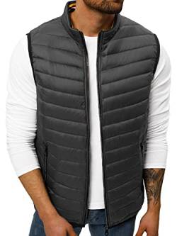 OZONEE Herren Weste Steppweste Kapuze Vest Ärmellos Jacke Übergangs Daunenweste Herrenweste Steppweste Sportweste Übergangsjacke Bodywarmer Outdoor N/7103Z/4 DUNKELGRAU S von OZONEE