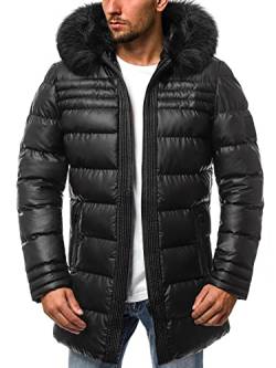 OZONEE Herren Winterjacke Jacke Parka Farbvarianten Warm Winterparka Funktionsparka Wintermantel Lange Kunstfell Gefüttert Outdoor Puffer Jacket Gepolstert 777/4443K ROT XXL von OZONEE