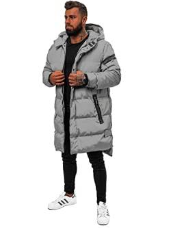 OZONEE Herren Winterjacke Jacke Parka Farbvarianten Warm Winterparka Funktionsparka Wintermantel Lange Kunstfell Gefüttert Outdoor Puffer Jacket Gepolstert 777/7441K GRAU M von OZONEE